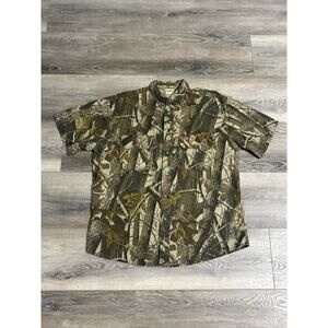 Woolrich Realtree Camo Camouflage Short Sleeve Button Up Shirt Y2K - Men’s Large